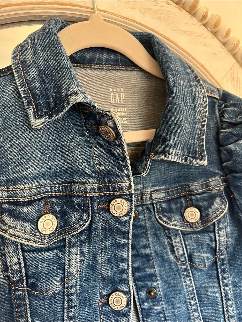 Gap toddlers puff sleeve denim jacket 5T